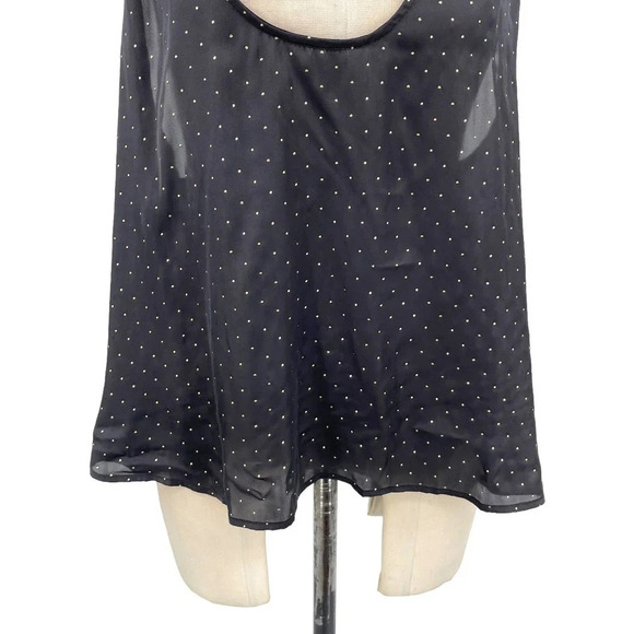 Free People Intimately Black Satin Gold Stud Polka Dot Tank Top Size Large - Picture 3 of 8